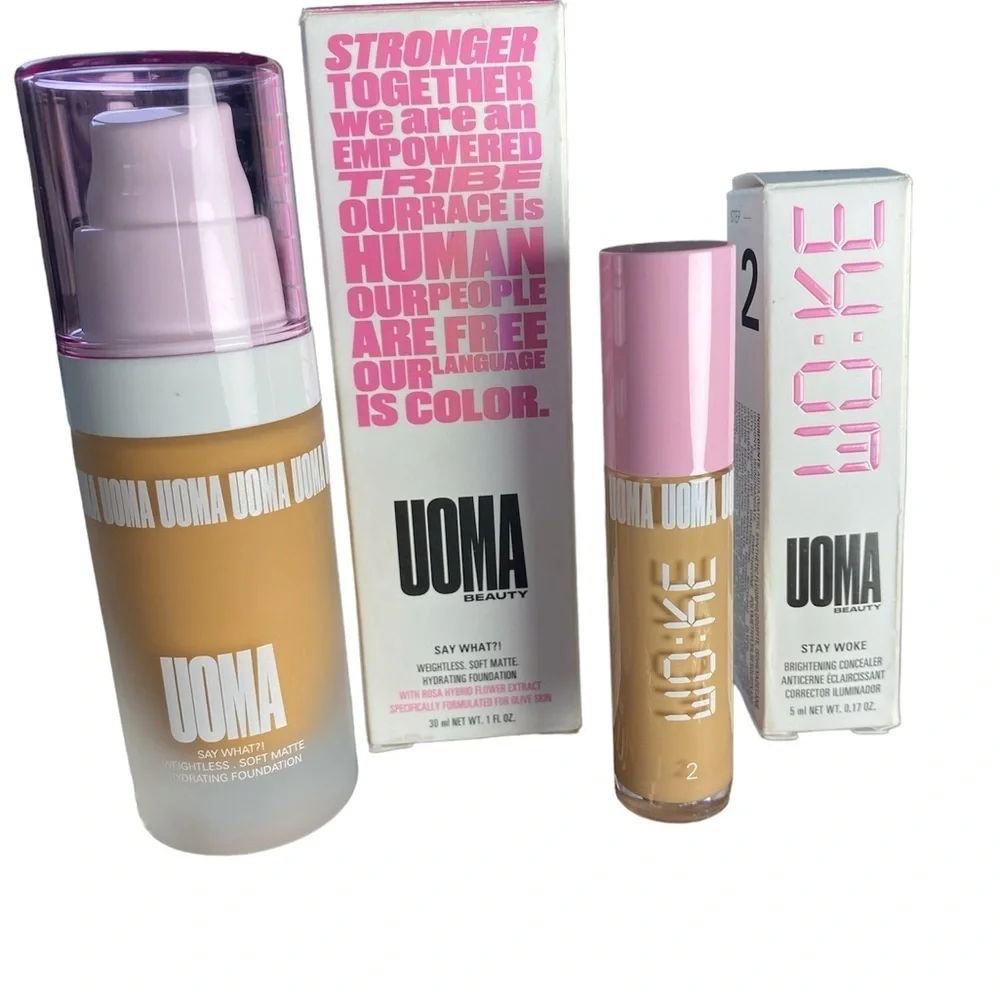 NIB WOKE BY UOMA FOUNDATION AND CONCEALER HONEY HONEY T3W and T1